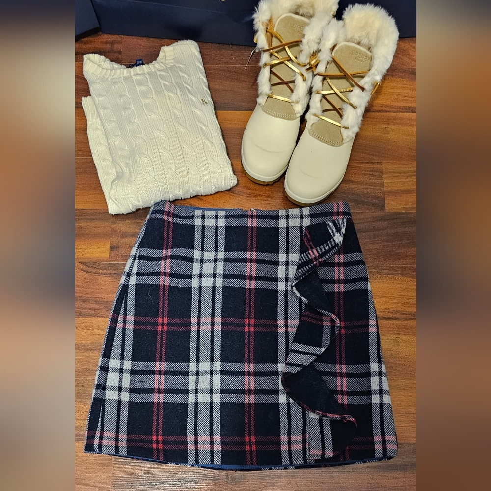 J.Crew tartan skirt size 0 blue grey pink